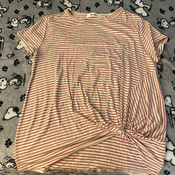 Knotted red-stripe T-shirt - Picture 1 of 1